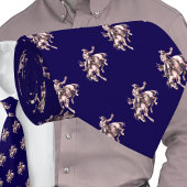 Westerne Rodeo Cowboy Bronc Rider Brons op Blauw Stropdas