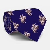 Westerne Rodeo Cowboy Bronc Rider Brons op Blauw Stropdas (Opgerold)