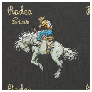 Westerne Rodeo Cowboy Bronc Rider Fabric Stof