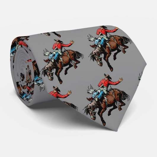 Westerne Rodeo Cowboy Bronc Rider Mannen Necktie Stropdas (Opgerold)
