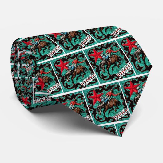 Westerne Rodeo Cowboy Bronc Rider Necktie Stropdas (Opgerold)