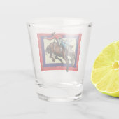 Westerne Rodeo Cowboy Bronc Rider Shot Glas (Achterkant)