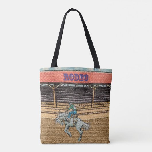 Westerne Rodeo Cowboy Bronc Riding Canvas tas (Achterkant)