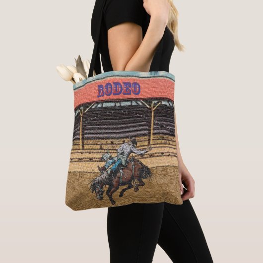 Westerne Rodeo Cowboy Bronc Riding Canvas tas (Dichtbij)