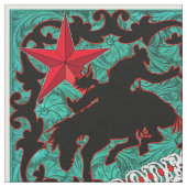 Westerne Rodeo Cowboy Bronc Riding Faux Leather Stof (Close Up)