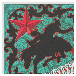 Westerne Rodeo Cowboy Bronc Riding Faux Leather Stof