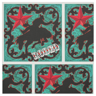 Westerne Rodeo Cowboy Bronc Riding Faux Leather Stof