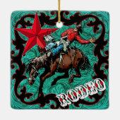 Westerne Rodeo Cowboy Bronc Riding Ornament (Achterkant)