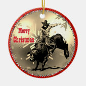 Westerne Rodeo Cowboy Bull Rider Keramisch Ornament (Voorkant)