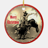 Westerne Rodeo Cowboy Bull Rider Keramisch Ornament (Achterkant)