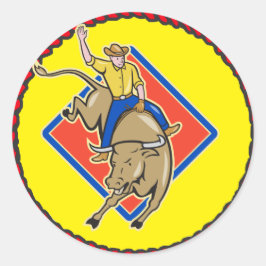Westerne Rodeo Cowboy Bull Rider Ronde Sticker