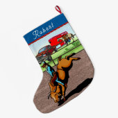 Westerne Rodeo Cowboy Bull Riding Grote Kerstsok (Achterkant (Hangend))