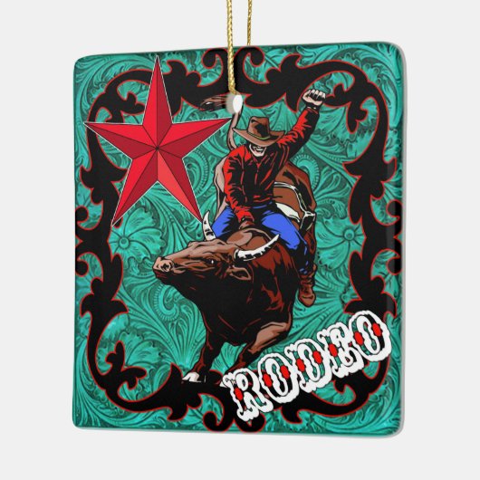 Westerne Rodeo Cowboy Bull Riding Ornament (Links)
