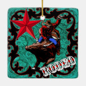 Westerne Rodeo Cowboy Bull Riding Ornament (Achterkant)