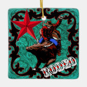 Westerne Rodeo Cowboy Bull Riding Ornament (Voorkant)