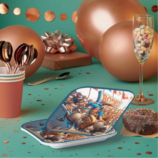 Westerne Rodeo Cowboy Bull Riding Papieren Bordje (Multi)