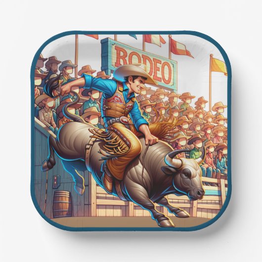 Westerne Rodeo Cowboy Bull Riding Papieren Bordje (Voorkant)