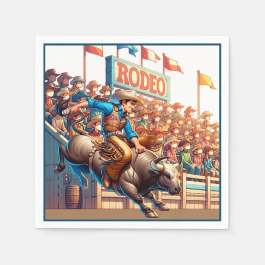 Westerne Rodeo Cowboy Bull Riding Servet (Voorkant)