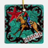 Westerne Rodeo Cowboy Calf of Team Roping Ornament (Voorkant)