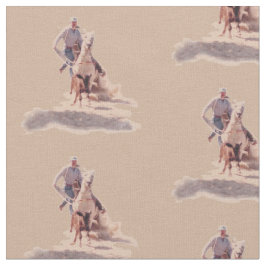 Westerne Rodeo Cowboy Calf Roping Print Stof