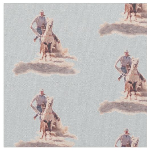 Westerne Rodeo Cowboy Calf Roping Print Stof (Close Up)