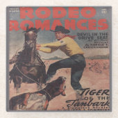 Westerne Rodeo Cowboy Calf Roping Rodeo Romance Glazen Onderzetter (Voorkant)