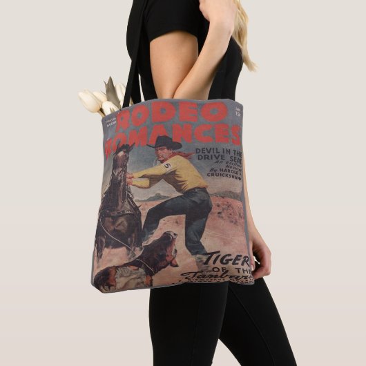 Westerne Rodeo Cowboy Calf Roping Rodeo Romance Tote Bag (Dichtbij)