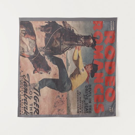 Westerne Rodeo Cowboy Calf Roping Rodeo Romance Wandkleed (Voorkant (horizontaal))