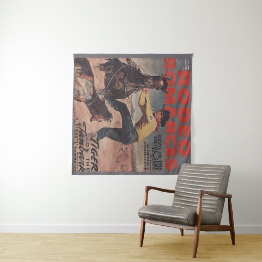 Westerne Rodeo Cowboy Calf Roping Rodeo Romance Wandkleed (In Situ (horizontaal))