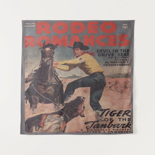 Westerne Rodeo Cowboy Calf Roping Rodeo Romance Wandkleed (Voorkant)