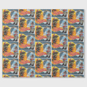 Westerne Rodeo Cowboy Collage Print Cadeaupapier (Vlak)