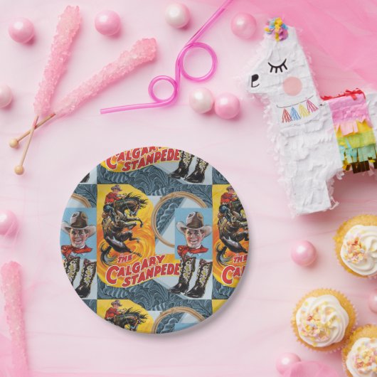 Westerne Rodeo Cowboy Collage Print Papier Borden Papieren Bordje (Feest)