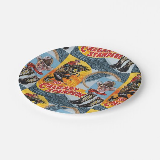 Westerne Rodeo Cowboy Collage Print Papier Borden Papieren Bordje (Gekanteld)