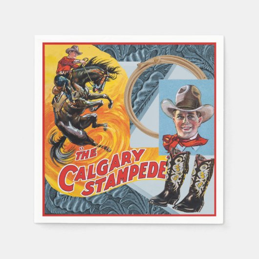 Westerne Rodeo Cowboy Collage Print Party Servetten (Voorkant)