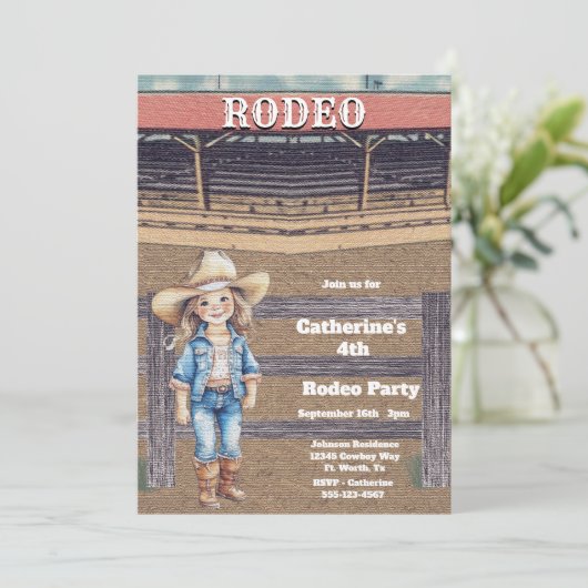 Westerne Rodeo Cowboy/Cowgirl Gepersonaliseerde Ve Kaart (Staand voorkant)