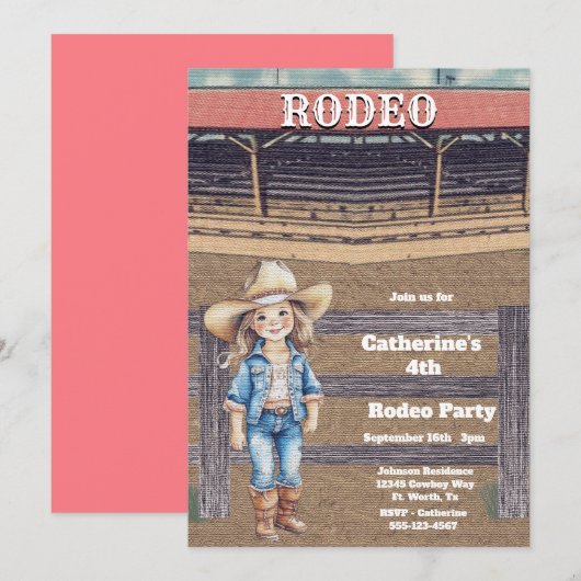 Westerne Rodeo Cowboy/Cowgirl Gepersonaliseerde Ve Kaart (Voorkant / Achterkant)