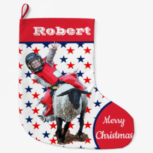 Westerne Rodeo Cowboy Cowgirl Mutton Busting Grote Kerstsok