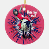Westerne Rodeo Cowboy Cowgirl Mutton Busting Keramisch Ornament (Voorkant)