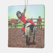 Westerne Rodeo Cowboy Cowgirl Mutton Busting Keramisch Ornament (Links)