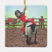 Westerne Rodeo Cowboy Cowgirl Mutton Busting Keramisch Ornament (Voorkant)