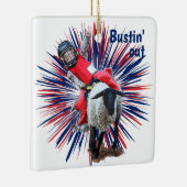 Westerne Rodeo Cowboy Cowgirl Mutton Busting Keramisch Ornament (Rechts)