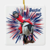 Westerne Rodeo Cowboy Cowgirl Mutton Busting Keramisch Ornament (Voorkant)