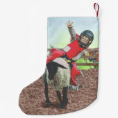Westerne Rodeo Cowboy Cowgirl Mutton Busting Kleine Kerstsok (Achterkant)