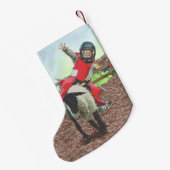 Westerne Rodeo Cowboy Cowgirl Mutton Busting Kleine Kerstsok (Achterkant (Hangend))