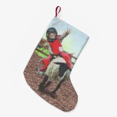 Westerne Rodeo Cowboy Cowgirl Mutton Busting Kleine Kerstsok (Voorkant (Hangend))