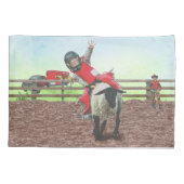 Westerne Rodeo Cowboy Cowgirl Mutton Busting Kussensloop (Achterkant)