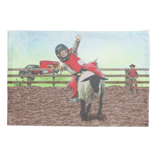 Westerne Rodeo Cowboy Cowgirl Mutton Busting Kussensloop (Achterkant)