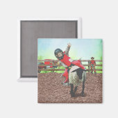 Westerne Rodeo Cowboy Cowgirl Mutton Busting Magneet (Voorkant / Achterkant)