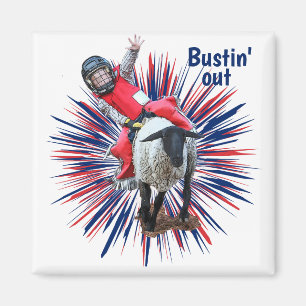 Westerne Rodeo Cowboy Cowgirl Mutton Busting Magneet