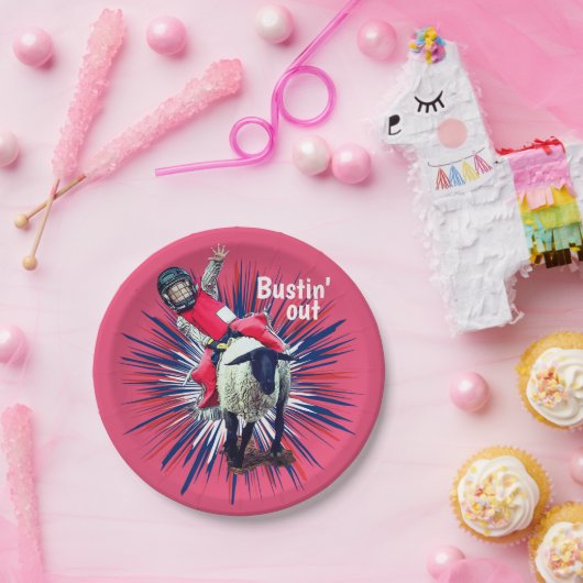 Westerne Rodeo Cowboy Cowgirl Mutton Busting Papieren Bordje (Feest)